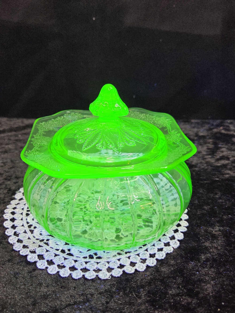 RARE Green Adam Candy Jar With Lid 2½" Tall